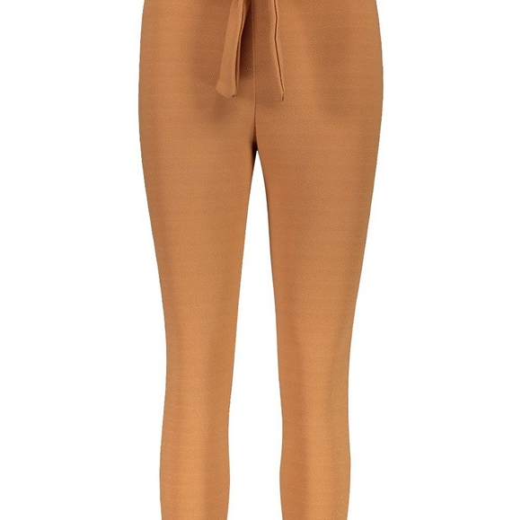 NWT Paper Bag Tie Waist Trouser Tan  US 8 UK 12 - Picture 3 of 5